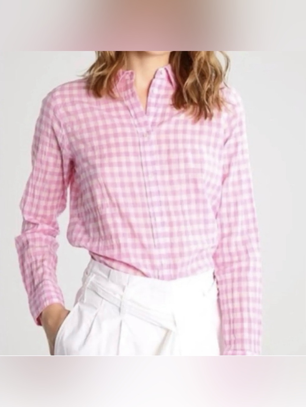 J. Crew Pink Gingham Button-Down Shirt